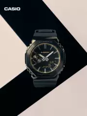 Casio Official Flagship Store Black Mr. Black Warrior 2100 Octagonal Sports Watch Waterproof Men's G-Shock