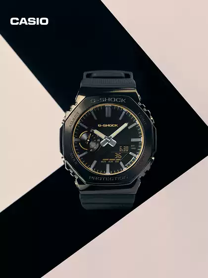 Casio Official Flagship Store Black Mr. Black Warrior 2100 Octagonal Sports Watch Waterproof Men's G-Shock