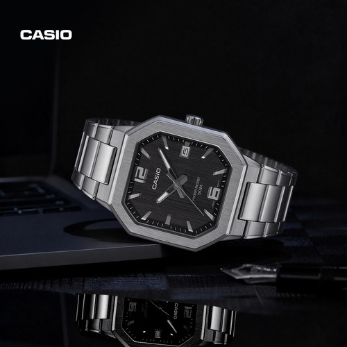 卡西欧金属方形时尚手表