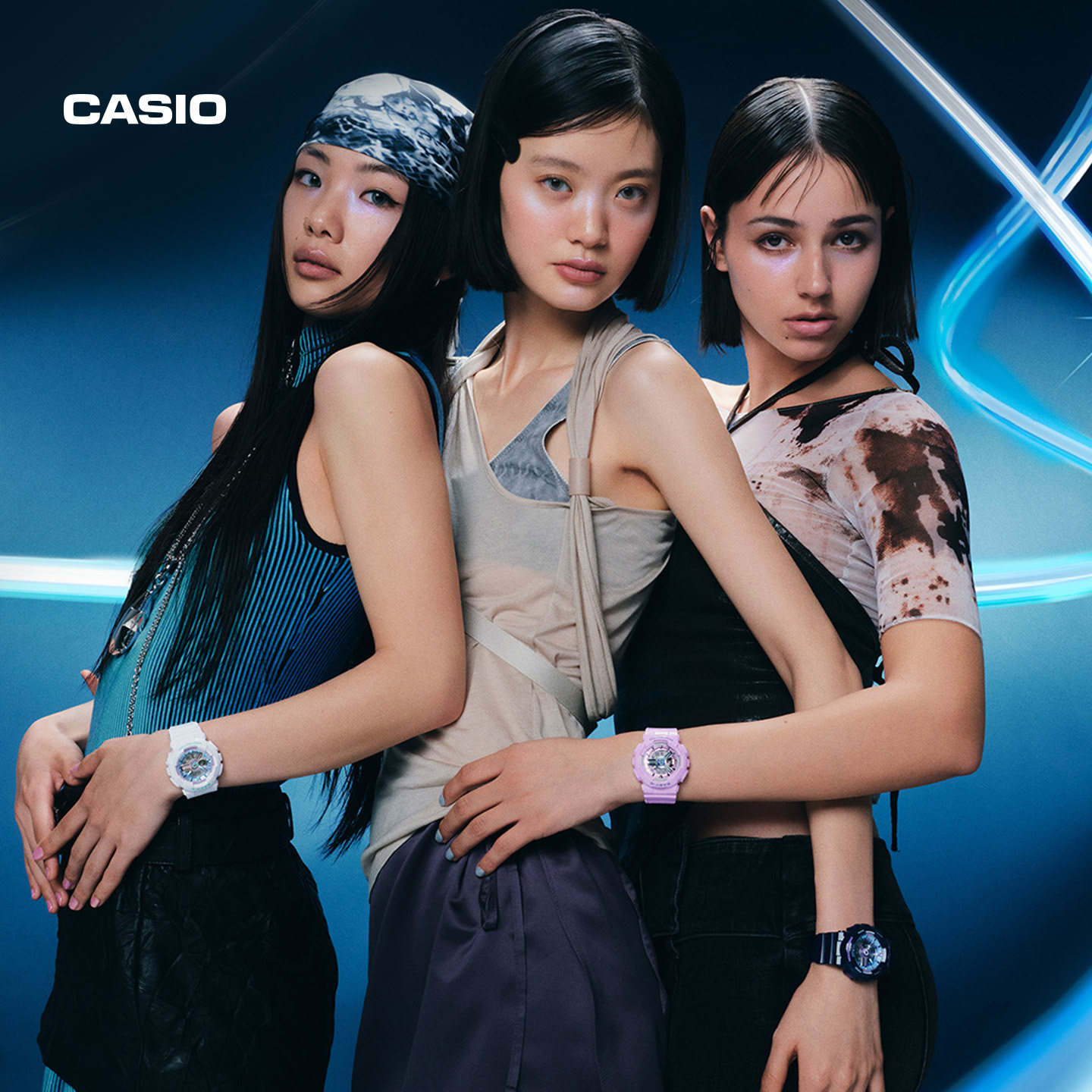 卡西欧官方旗舰店BA-110MC冷色调金属风防水双显运动手表女BABY-G