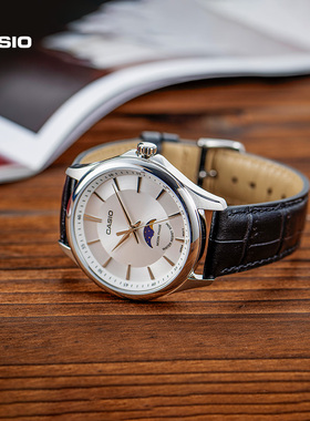 【新年礼物】casio旗舰店MTP-M100月相商务学生石英手表男 卡西欧