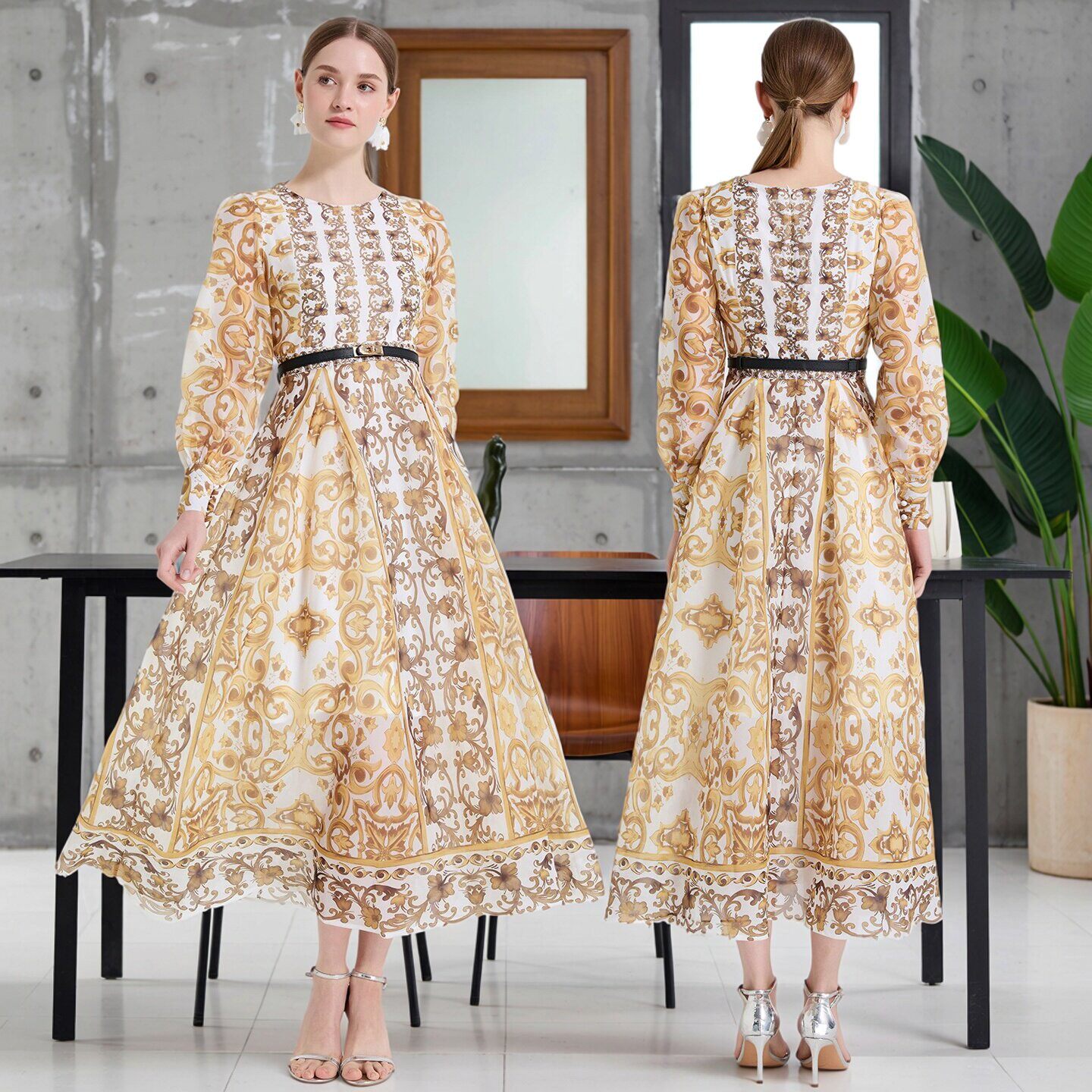 好看很仙的法式宫廷风青花瓷大码连衣裙名媛明星走秀礼服精致长裙