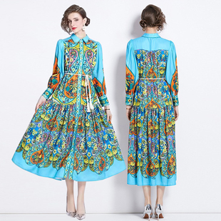 旅行度假拍照好看很仙的大码连衣裙法式英伦风高级感优雅精致长裙