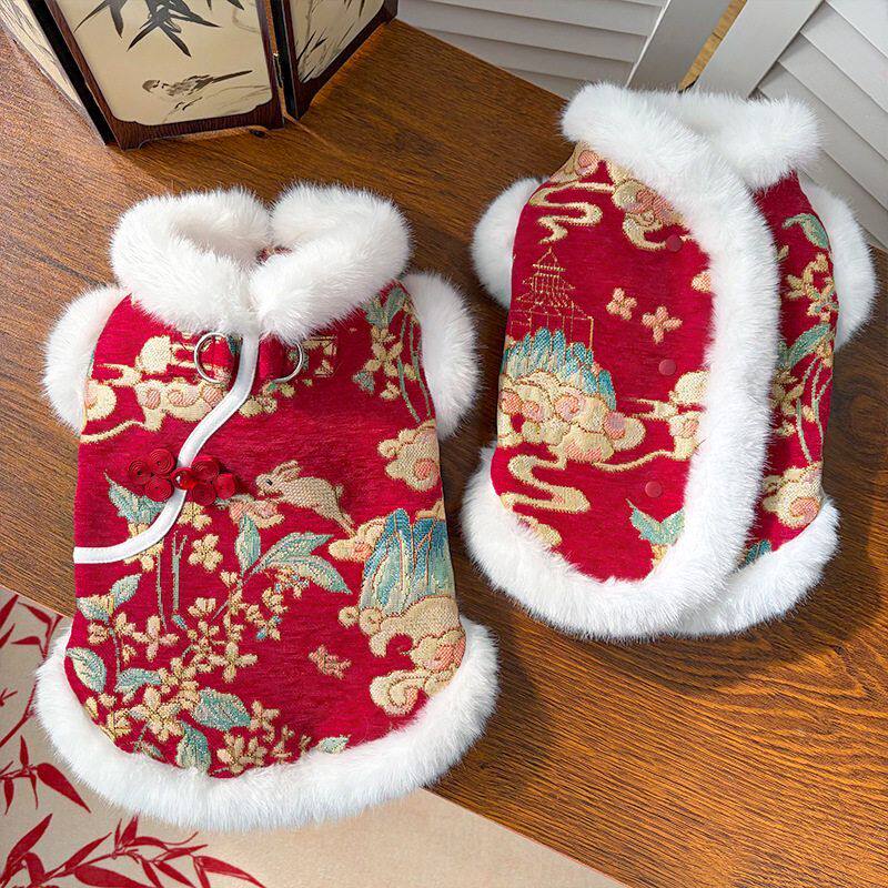 新年小狗狗衣服冬天比熊泰迪雪纳瑞柯基宠物小型幼犬冬季加厚棉衣