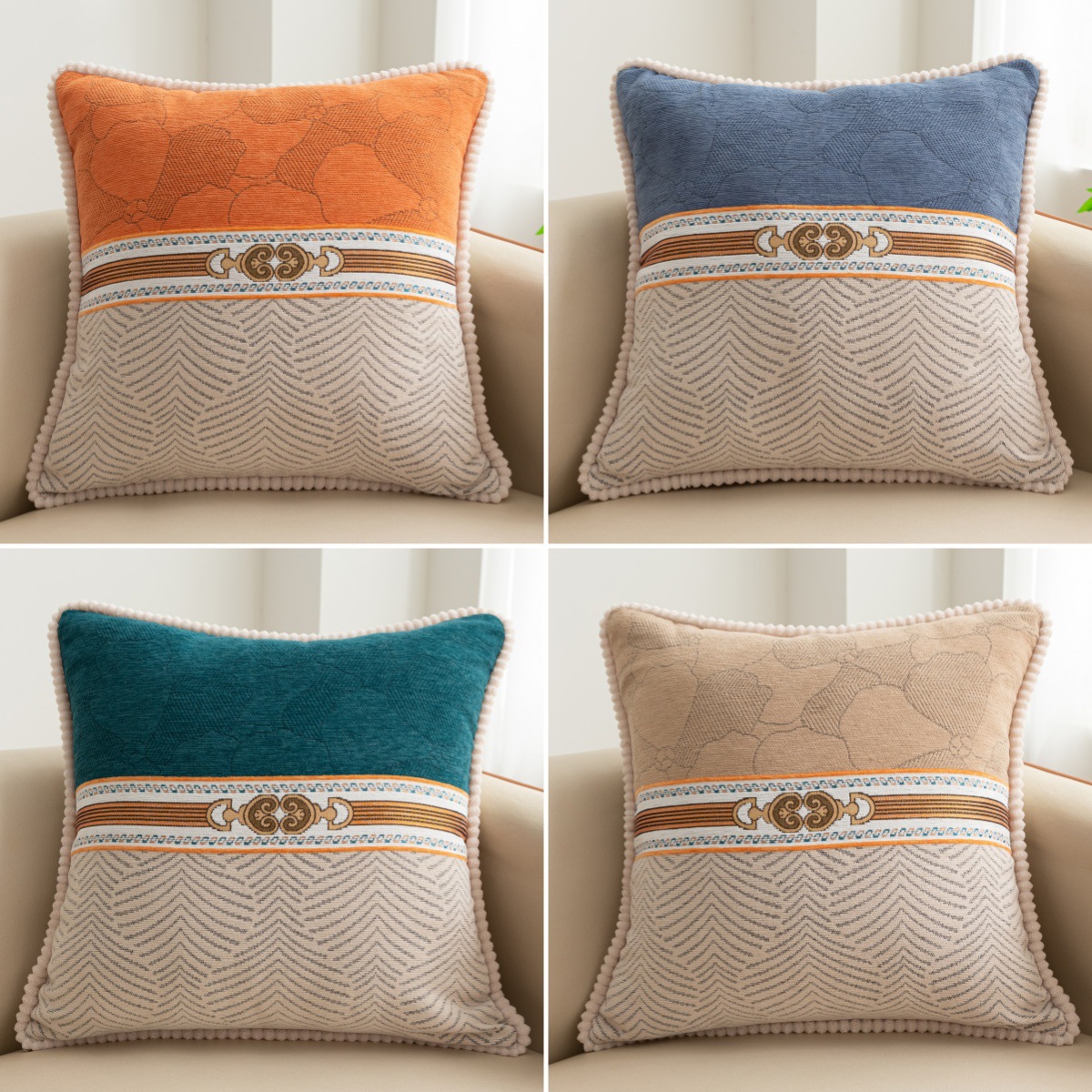 雪尼尔客厅沙发抱枕床头靠背垫汽车腰枕酒店民宿靠垫抱枕套不含芯