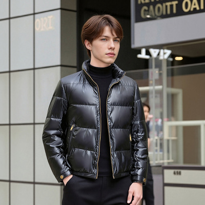 90白鸭绒 三防面料 简约立领冬季男士厚羽绒服外套F936