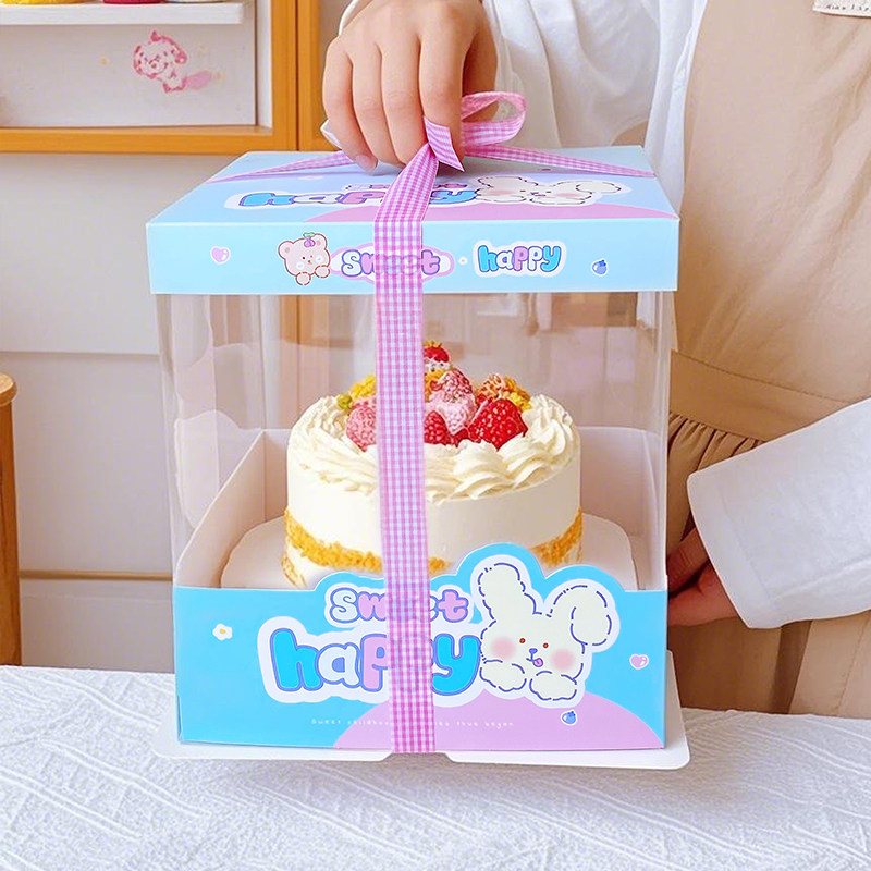 网红手提透明生日蛋糕盒