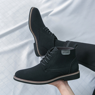 马丁靴男款春季高帮男鞋2026新款真皮中帮皮鞋翻毛工装靴复古男靴