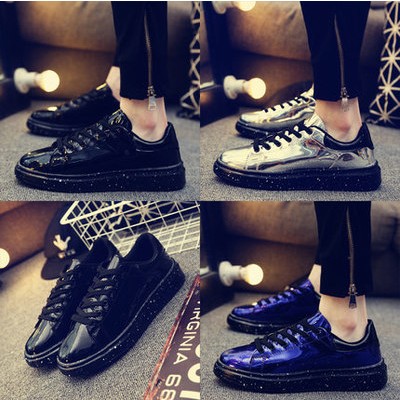 春季新款内增高板鞋厚底漆皮潮流