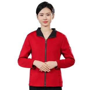 餐饮服务员工作服长袖秋冬装男女火锅店卫衣加绒食堂小吃室外加厚