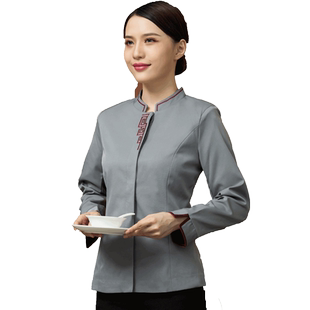 酒店工作服秋冬装女中西餐厅餐饮服务员长袖服装快餐火锅饭店制服