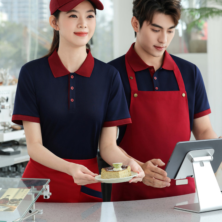 冰感T恤工作服短袖夏季半男女定制餐饮服务员烧烤烘焙糕点火锅店