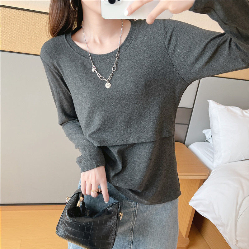 외출용 수유복 상의 긴팔 티셔츠 산후 수유복 봄 가을 순면 수유복 하의 셔츠