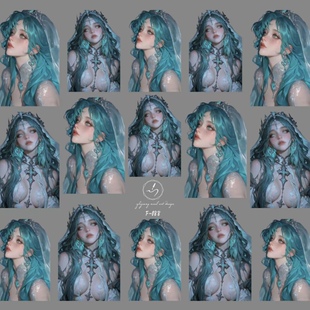 【豆汤转绘贴】新款高清转绘贴纸油画风人物卡通动漫头像贴纸美甲