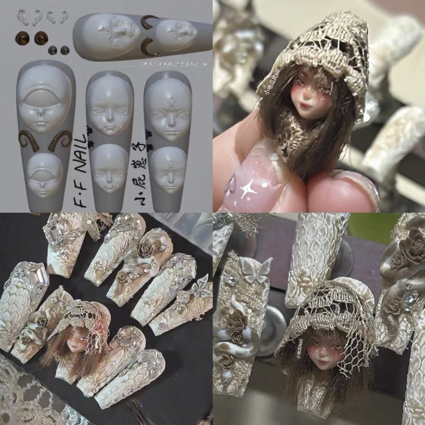 【美甲模具】枫枫模具神秘精灵(bjd脸)娃娃脸美甲穿戴甲饰品模具