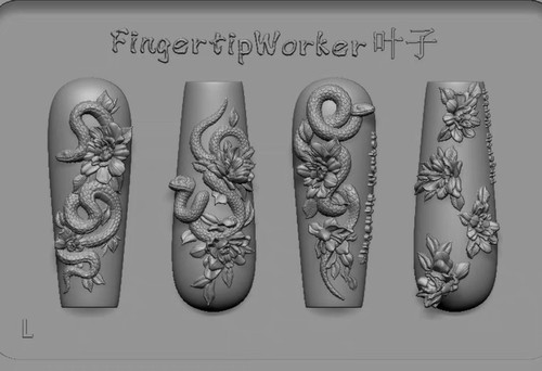 【美甲模具】FingertipWorker原创小众精致多用蛇花美甲模具