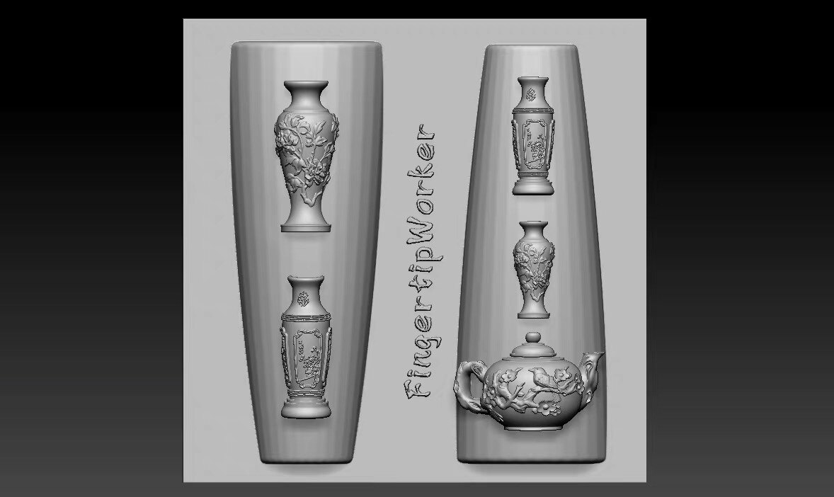 【FingertipWorker】小众精致常用青花瓷、花瓶、茶壶美甲模具