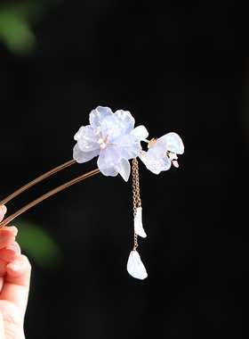 清冷感玉兰花流苏发簪