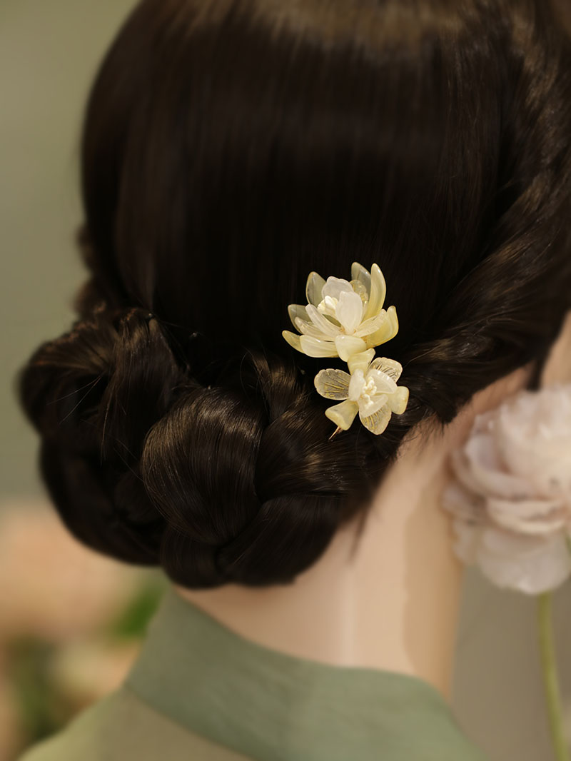 新中式琉璃花发簪高级感