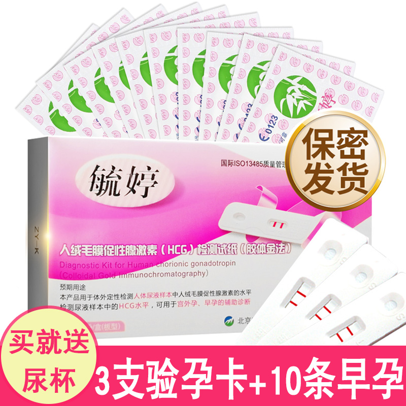 毓婷 验孕棒早早孕板型3支送10条早孕试纸验孕纸 备孕测孕检测卡(非品牌)