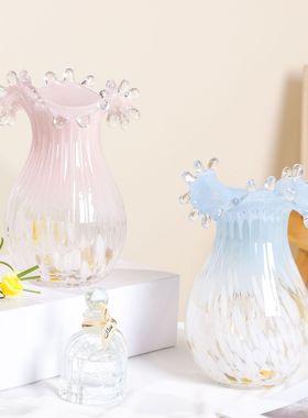 墨雨云烟唯美芬顿水滴花实用玻璃花小众复古琉璃花器插花装饰摆件