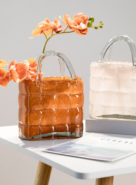 手提包包鱼缸包创意网红端透明玻璃花瓶摆件客厅水培插花装饰鱼缸