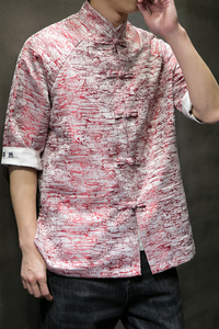 春夏风唐装汉服盘扣七分袖宽松外套T恤立领大码衬衫SY08-P65图片