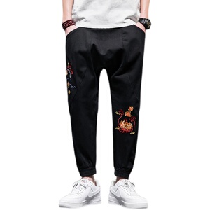 风个性萝卜裤复古刺绣宽松垮裤潮男裤 QT4011-K30-P75图片