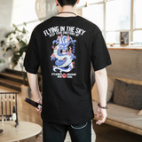 风四神兽图案青龙印花T恤男夏季棉短袖QT4011-T08青龙-P40，男装T恤，星座301D-2(原钱塘4011)