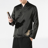 汉元素青年斜襟汉服上衣敦煌刺绣大码茶服外套复古风唐装Y12-P50，男装民族服装，星座301D-2(原钱塘4011)