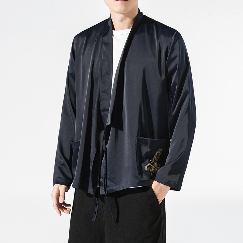 汉元素青年斜襟汉服上衣敦煌刺绣大码茶服外套复古风唐装Y12-P50,男装衬衫,星座301D-2(原钱塘4011)