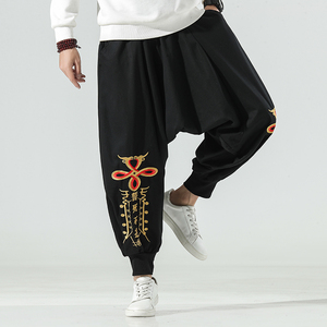 风个性萝卜裤复古刺绣宽松垮裤潮男裤 QT4011-K29-P75,男装休闲裤,星座301D-2(原钱塘4011)