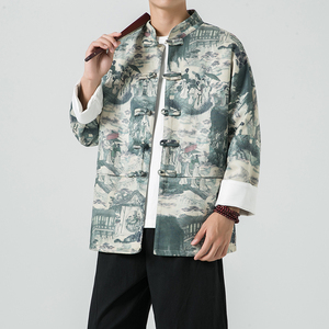 秋风男装鹿皮绒盘扣复古夹克唐装汉服外套XZ301D-2/JK35-P105图片