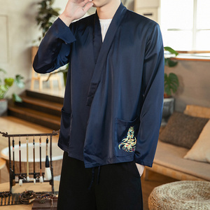 汉元素青年斜襟汉服上衣敦煌刺绣大码茶服外套复古风唐装 Y12-P50图片