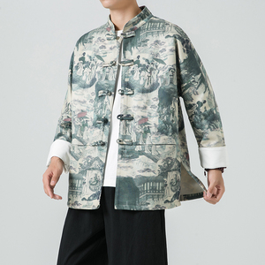 秋风男装鹿皮绒盘扣复古夹克唐装汉服外套XZ301D-2/JK35-P105图片
