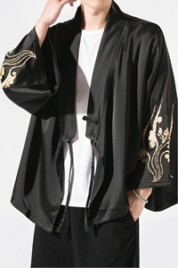秋季复古汉元素休闲斜襟汉服上衣刺绣茶服外套复古风唐装 Y13-P50图片