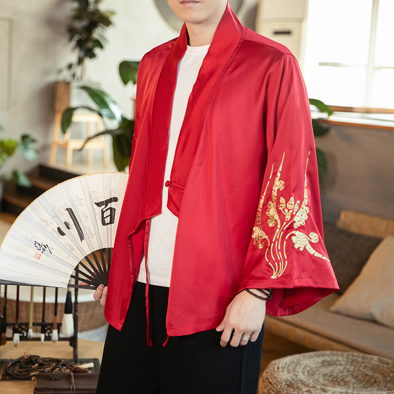 秋季汉元素休闲斜襟汉服上衣刺绣大码茶服外套复古风唐装 Y13-P70图片