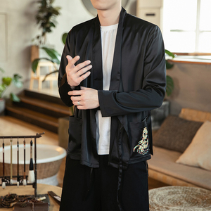 汉元素青年斜襟汉服上衣敦煌刺绣大码茶服外套复古风唐装 Y12-P50图片