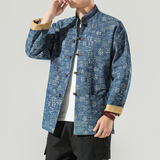 白底中山装盘扣立领百家姓秋冬水洗牛仔外套汉服/唐装JK22-P90，男装夹克，星座301D-2(原钱塘4011)