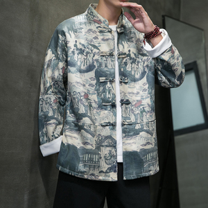 秋风男装鹿皮绒盘扣复古夹克唐装汉服外套XZ301D-2/JK35-P105图片