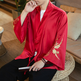 秋季汉元素休闲斜襟汉服上衣刺绣大码茶服外套复古风唐装Y13-P50，男装民族服装，星座301D-2(原钱塘4011)