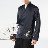 汉元素青年斜襟汉服上衣敦煌刺绣大码茶服外套复古风唐装Y12-P50，男装民族服装，星座301D-2(原钱塘4011)