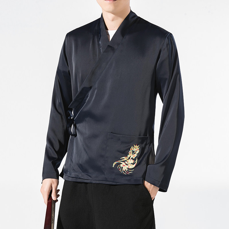 汉元素青年斜襟汉服上衣敦煌刺绣大码茶服外套复古风唐装 Y12-P50图片