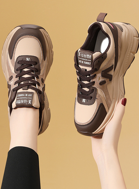 2025年秋季新款老爹女鞋新款增高休闲厚底运动鞋百搭透气户外潮鞋