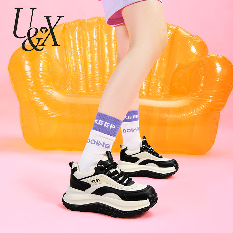 真皮休闲运动鞋子女款2025新款春秋季爆款轻便软底厚底百搭老爹鞋