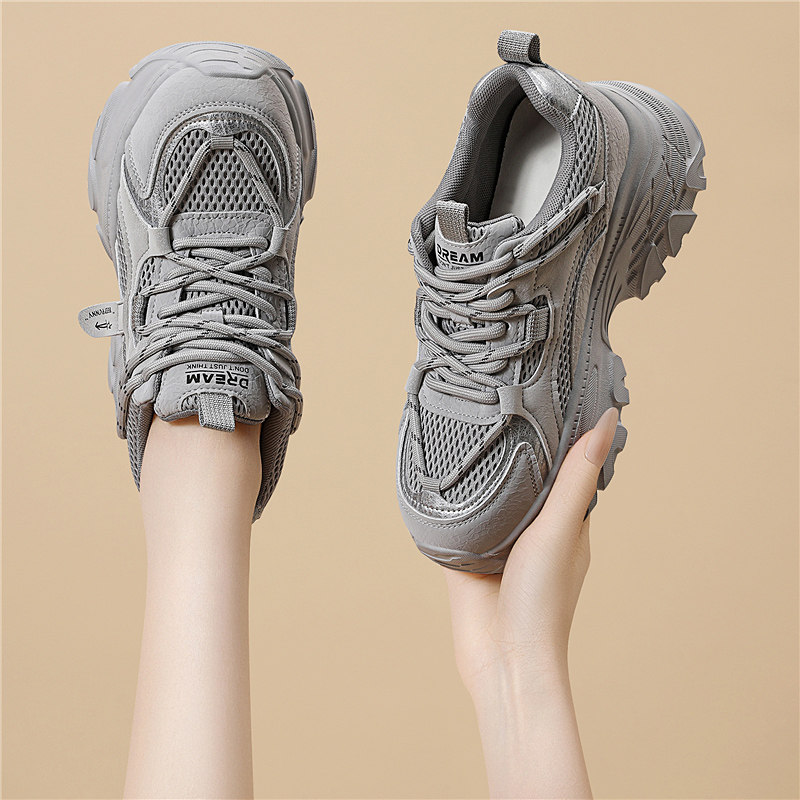 厚底老爹鞋女2026新款春季网面透气增高百搭轻便显脚小运动休闲鞋