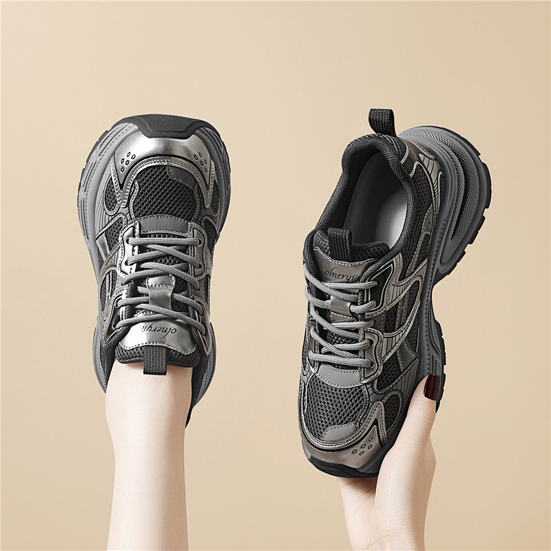 厚底增高小个子老爹鞋女2025新款春秋季小白鞋软底轻便休闲运动鞋