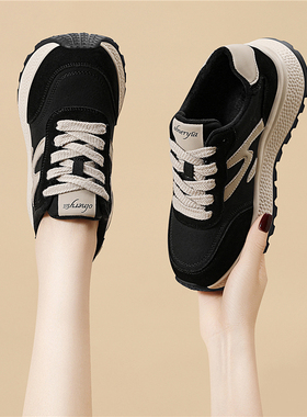 显脚小软底阿甘鞋女2025秋动新款加绒保暖休闲轻便散步防滑运动鞋