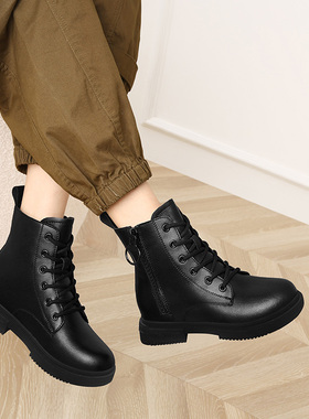 马丁靴女款英伦风2025新款黑色真皮短靴冬季加绒保暖百搭机车靴子