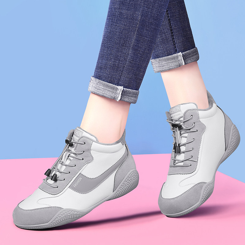 真皮小白鞋女款2025新款冬季加绒棉鞋爆款软底轻便休闲运动高帮鞋